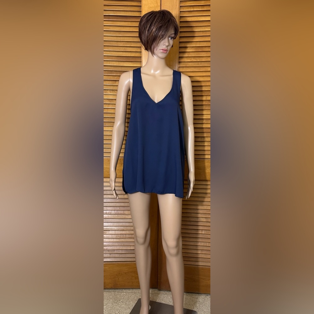 Elaine Turner Navy Blue Blouse Sz Medium